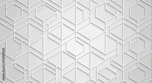 Geometric Pattern of White Hexagons and Intersecting Lines Creating a Modern Abstract Background