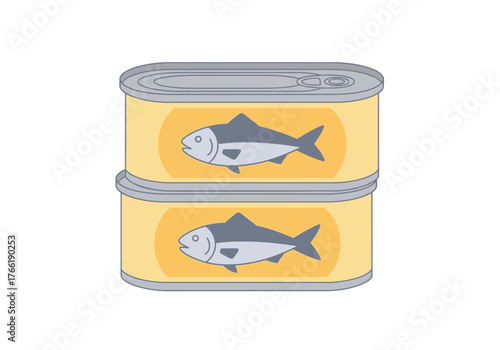 Stacked Tinned Fish Cans Vector - Simple Canned Sardines Icon Illustration