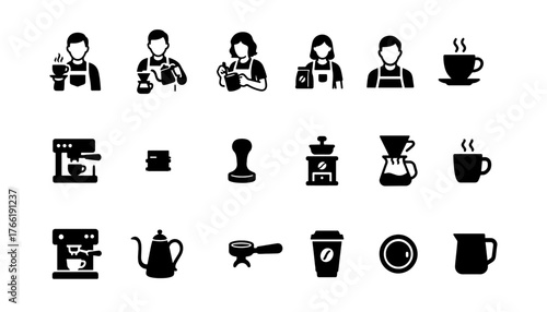Silhouette vector black white of Barista