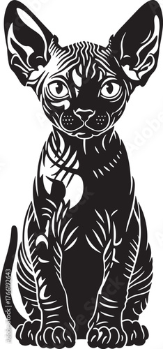 Striking egyptian sphinx cat silhouette majestic feline pose unique breed domestic animal art