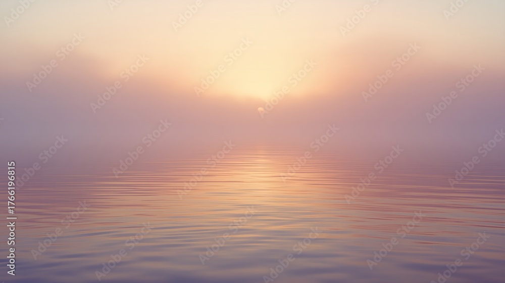 Obraz premium Tranquil Ocean Horizon with Soft Light and Fog – Serene Coastal Sunset