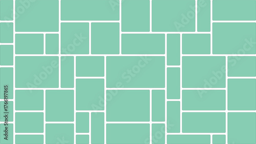 Abstract Geometric Composition with Mint Green Rectangles and Rounded Corners Seamless Background Pattern Design for Interior Design or Artistic Wallpaper Creation