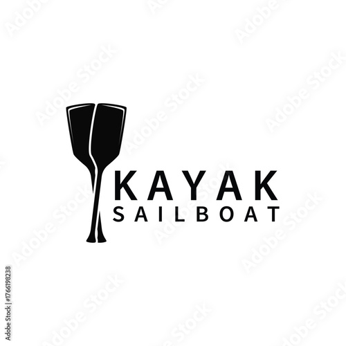 kayak logo simple design fishing boat simple black silhouette concept river kayak sport, symbol templet illustration