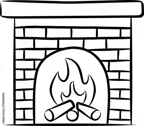 Cozy fireplace with burning logs spreading warmth and comfort during peaceful winter nights at home
