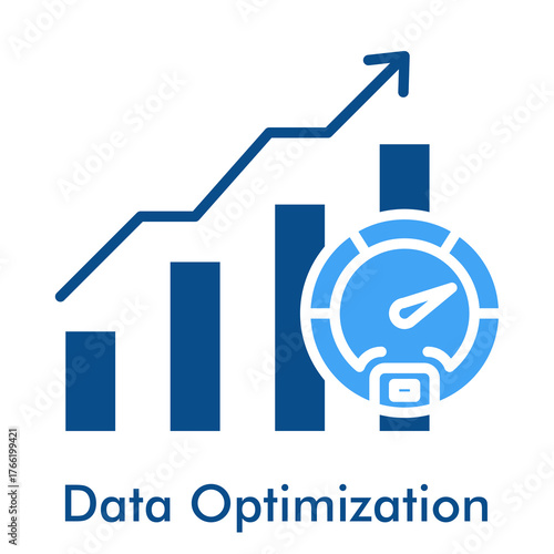 Data Optimization Icon in Duotone Style. Digital performance efficiency and information processing glyph.