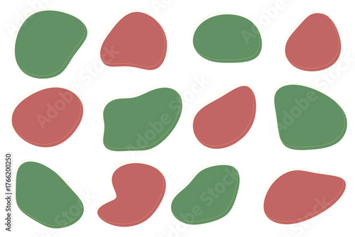 クリスマスカラーの有機的シェイプ　フレーム