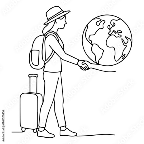 Traveller girl continous line