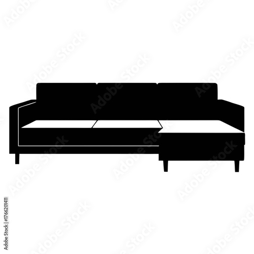Minimalist sectional sofa silhouette black simple furniture design