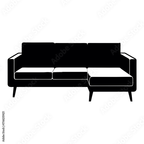 Modern sectional sofa black silhouette simple design