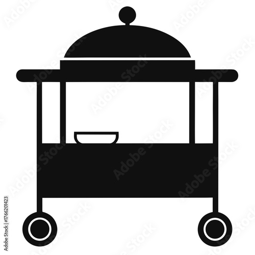 Minimalist serving cart silhouette simple food trolley icon
