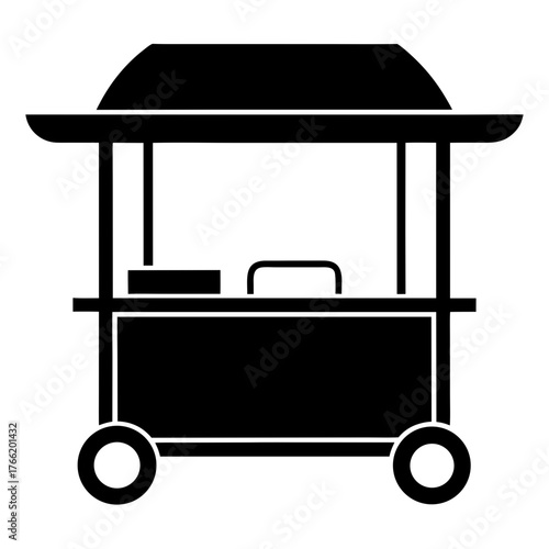 Minimalist food cart silhouette service delivery concept