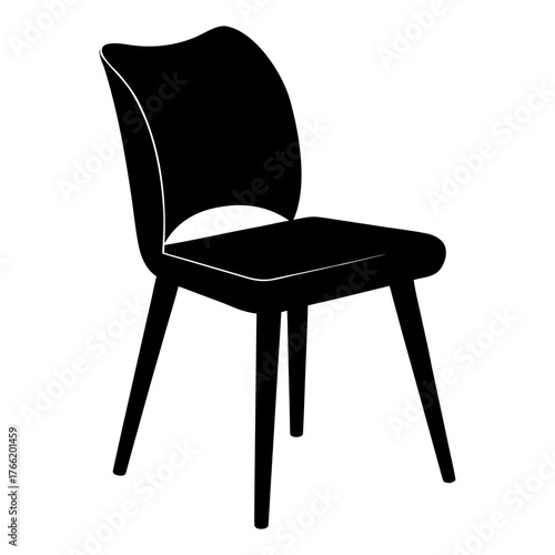 Modern black side chair silhouette minimalist design object