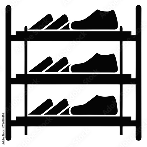 Minimalist shoe rack silhouette for home organization