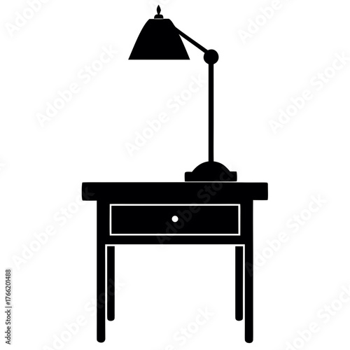 Silhouette of a desk lamp on a side table