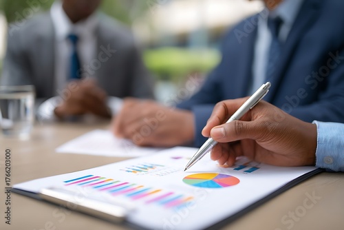 Close up of business people working in office