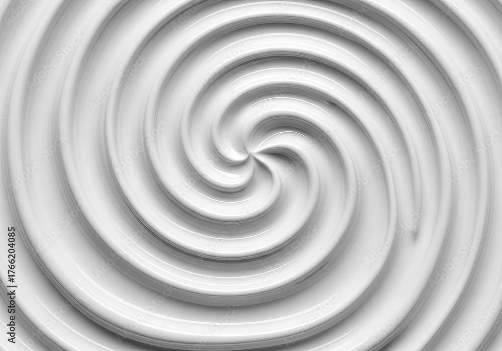 Obraz premium Glossy White Cream Swirl Texture, Abstract Paint Curl Background, Smooth Surface, Full