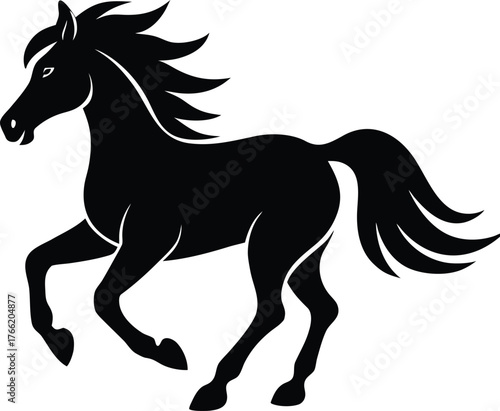 Majestic stallion horse running with powerful stride