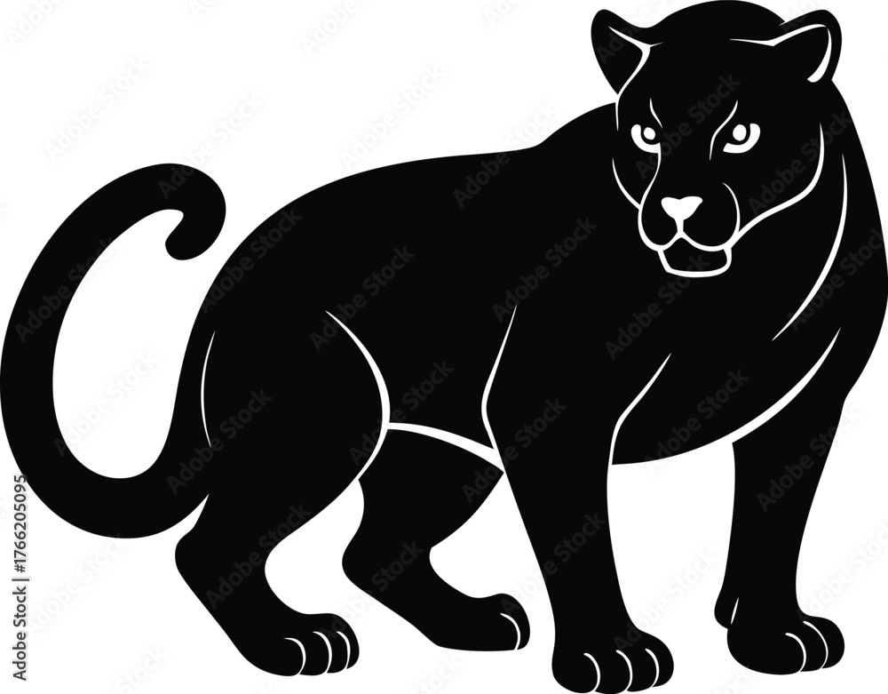 Obraz premium Crouching panther icon silhouette for wildlife and sports