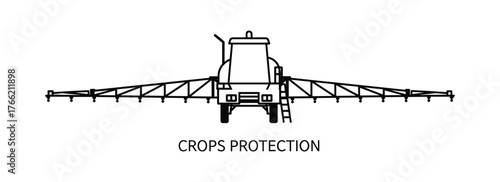 Crops Protection Tractor Sprayer Agriculture Machine Field Outline Icon
