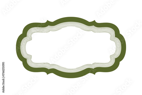 Green Decorative Label Design Element Blank Frame Isolated on White Background