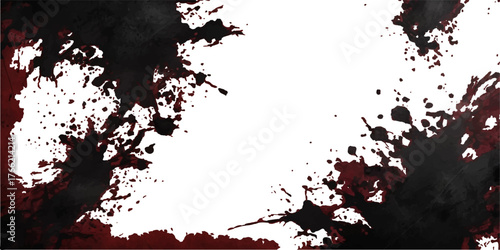 Abstract grunge background with a black ink splat and a dirty frame texture for a unique vintage design