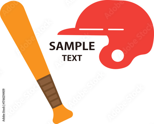 木製バットとヘルメットのイラスト素材