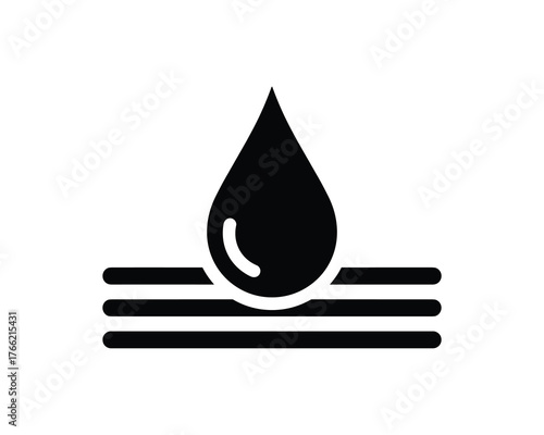 Water Drop on Layers Icon for Waterproof Hydrophobic and Liquid Resistant Materials