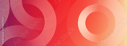 Abstract modern gradient horizontal template background. Trendy bright circle lines creative design. Minimal style graphic elements. Suit for poster, cover, banner, flyer, brochure, presentation