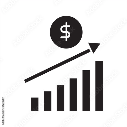 increase money growth icon on white background. vector eps 10
