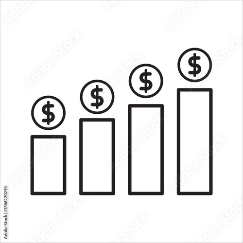 increase money growth icon on white background. vector eps 10