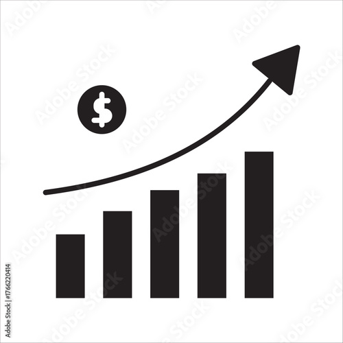 increase money growth icon on white background. vector eps 10