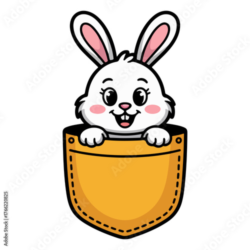 A Cute Cartoon Bunny Peeking Out of a Pocket