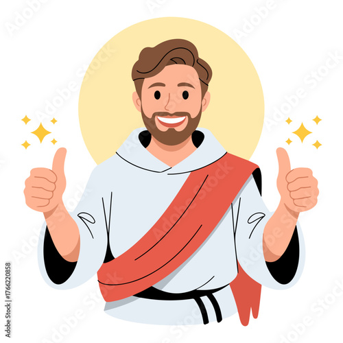 A cartoon image of a man giving a thumbs-up gesture, showing positive encouragement and approval.