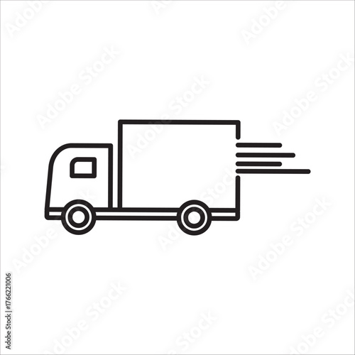 Fast shipping delivery truck flat vector icon for apps and websites on white background. color editable