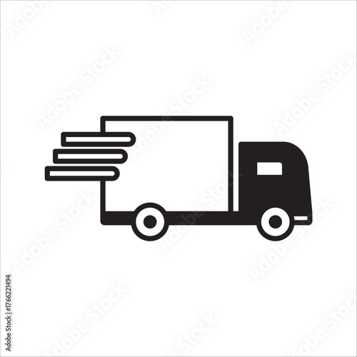 Fast shipping delivery truck flat vector icon for apps and websites on white background. color editable
