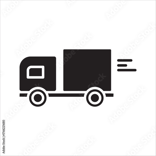 Fast shipping delivery truck flat vector icon for apps and websites on white background. color editable