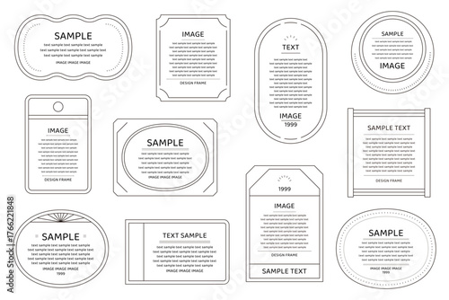 フレーム　シンプル　線　バリエーション　素材　セット 　イラスト　ベクター　タグ　パッケージ　ラベル