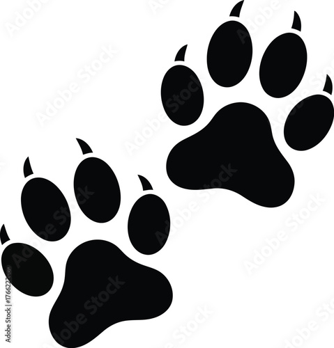 Black paw prints animal tracks vector silhouette footprints cute pet wild mammal design vector