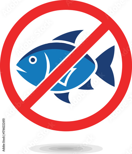 No fish symbol sign prohibition warning alert forbidden icon vector illustration concept vector