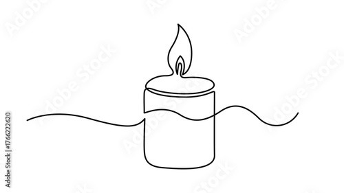 Single Line Art of a Burning Candle with Flame continuous line drawing