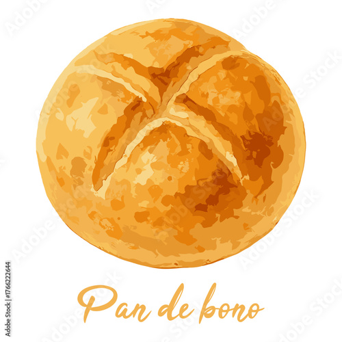 pan de bono in watercolor illustration style, isolated vector on transparent background
