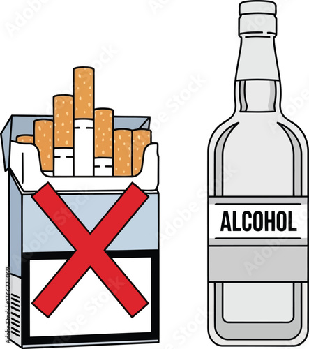 Healthy lifestyle concept no smoking no alcohol choice for wellness and addiction prevention vector