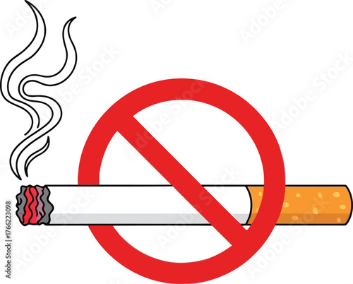 Tableau sur toile No smoking sign symbol crossed out cigarette health danger warning prohibition a