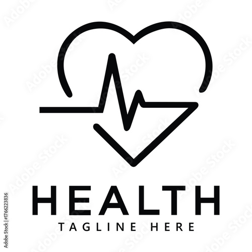 Heart Logo with pulse Line – Symbol for Cardiovascular Health, Wellness, or Medical Branding
