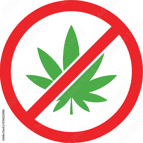 Prohibited marijuana symbol isolated on white no cannabis sign illegal drug warning icon vector