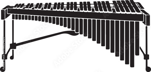 black silhouette of marimba on white background, vector