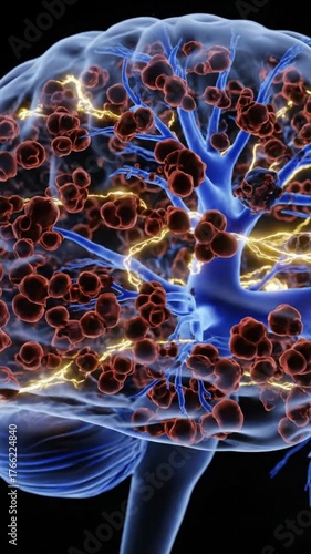 Parkinson’s Disease Brain Nerve Cells – 3D Dopamine Deficiency Animation