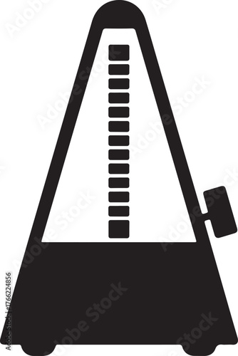 black silhouette of metronome on white background, vector