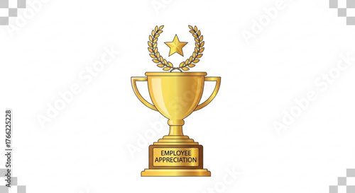 A golden trophy with a star and laurel wreath, symbolizing employee appreciation and recognition for outstanding performance