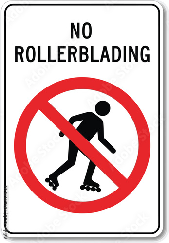 No rollerblading sign prohibition symbol icon vector alert warning vector